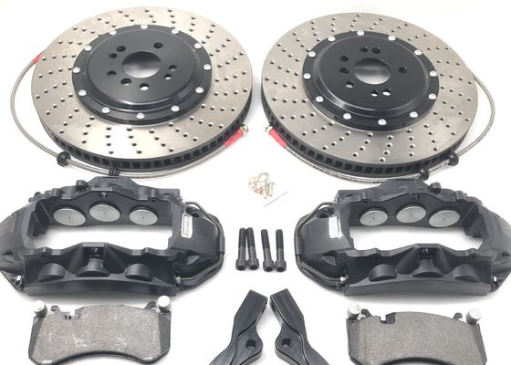 Aluminum 6 Pot Brake Kit T6 Alloy Black Drilled And Slotted Rotors 410*36mm