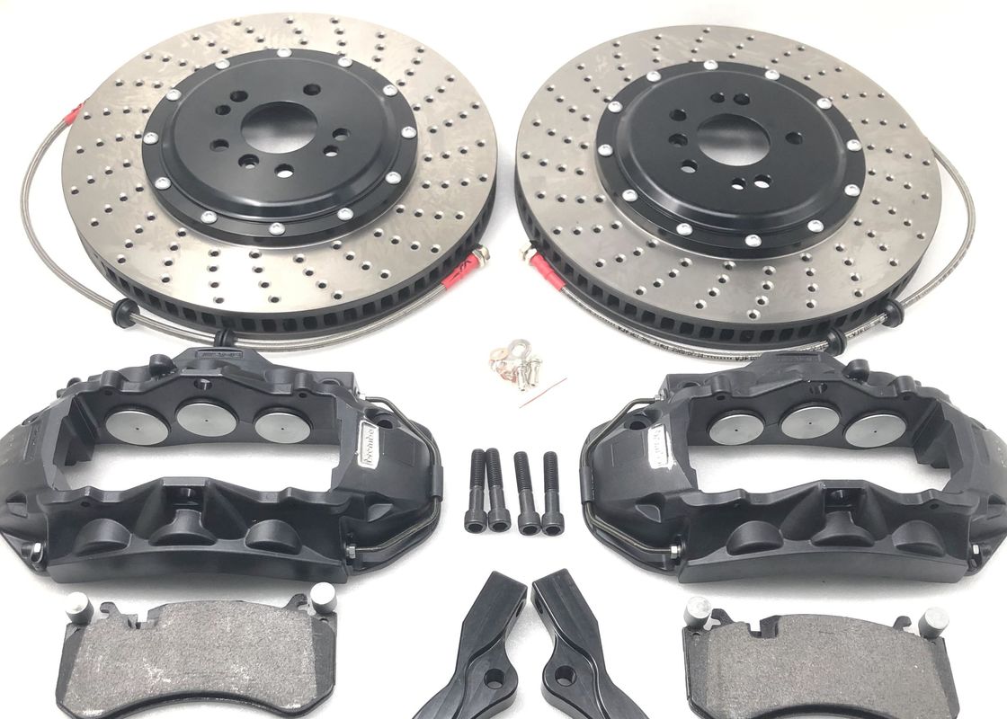 Aluminum 6 Pot Brake Kit T6 Alloy Black Drilled And Slotted Rotors 410*36mm