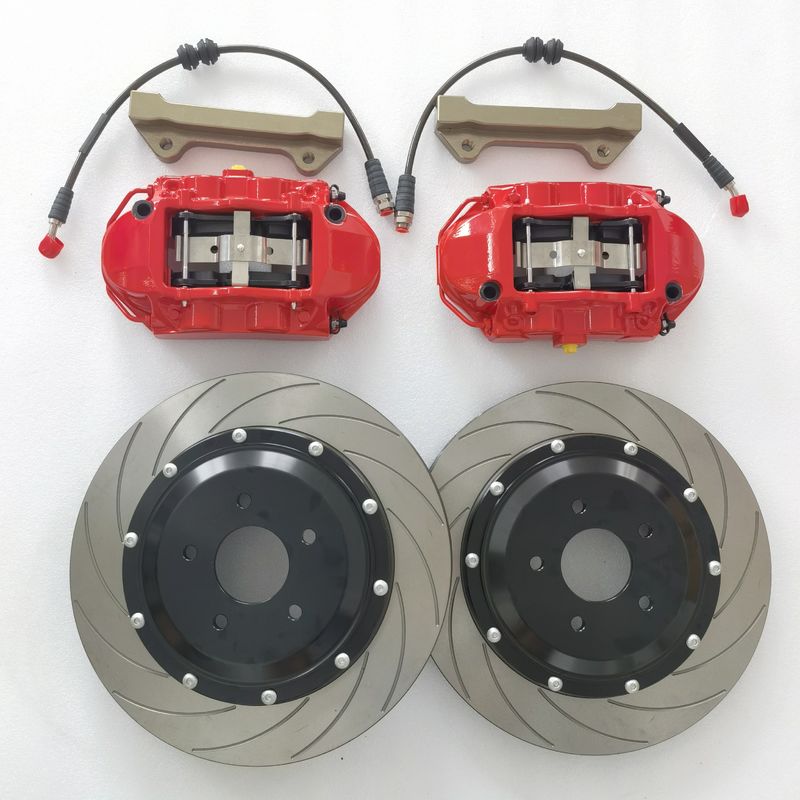 Cast Iron Grooved Car Brake Disc Kit Caliper GT4 4 Pot 28mm Thick